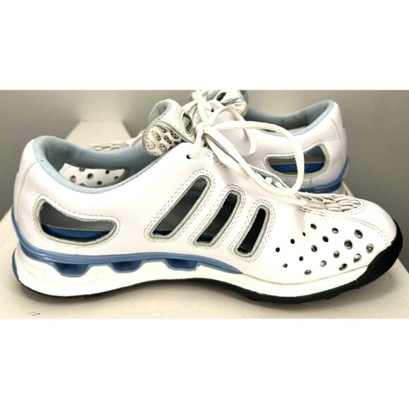 Adidas Womens Shoes Leather Golf Sneakers Adiprene Climacool White Blue Size 6 - Picture 4 of 13